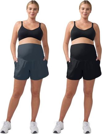 Ingrid & Isabel ACTIVE SHORT BUNDLE in Black/stormy Weather at Nordstrom, Size X-Large