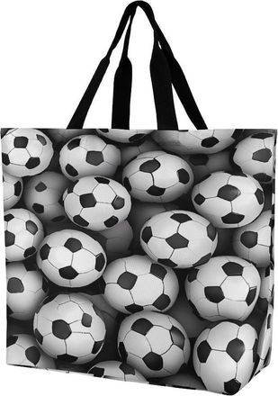 Generic Soccer Balls Large Reusable Shopping Bag Lightweight Foldable Tote Bags Washable Shoulder Handbag