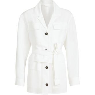 Brunello Cucinelli Twill safari jacket with monili in White at Nordstrom, Size 36 It