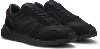 HUGO BOSS Monogram-jacquard sneakers with faux-suede trim