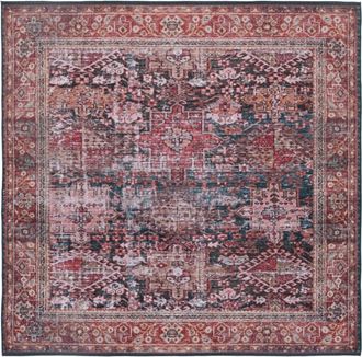 Safavieh Alfombra floral de poli&eacute;ster naranja/verde, 183 x 183 cm