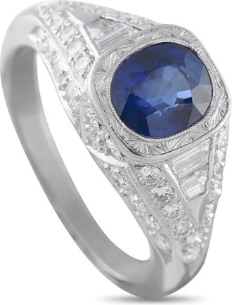 Luxury Bazaar Platinum 0.62ct Diamond and Sapphire Ring MF32-050726