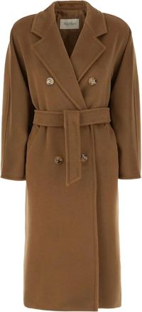 Max Mara Cappotto doppiopetto con cintura - Marrone