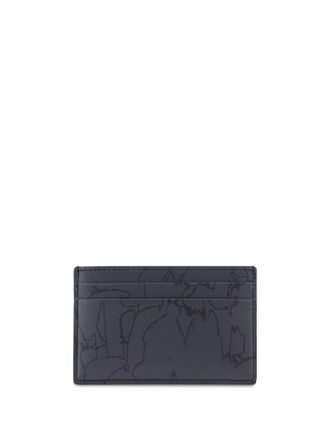 Alexander McQueen Graffiti leather card holder - men - Calf Leather - One Size - Black