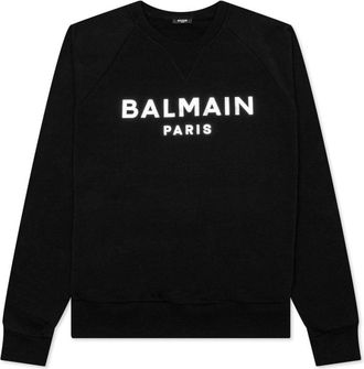 Balmain Foil Print Logo Cotton Sweatshirt, Size Large