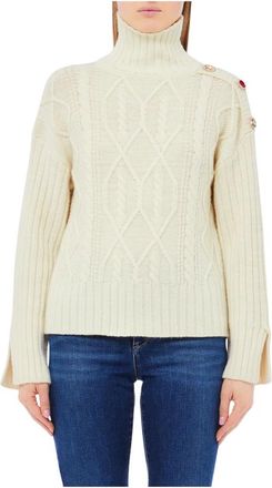 Liu Jo ECS Gesloten Trui - Dames - Coltruien - Beige - XS - Wol - Truien & Vesten