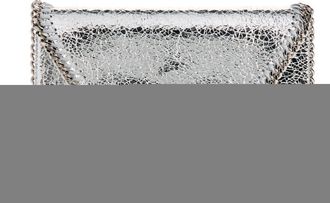 Stella McCartney Falabella Crinkle Metallic Faux Leather Wallet on Chain in Silver at Nordstrom