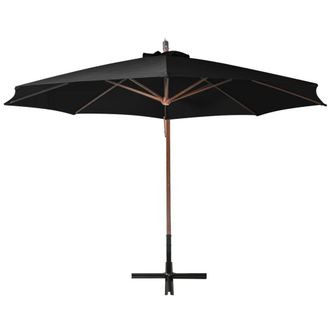 Berkfield Home Hanging Parasol with Pole Black 3.5x2.9 m Solid Fir Wood