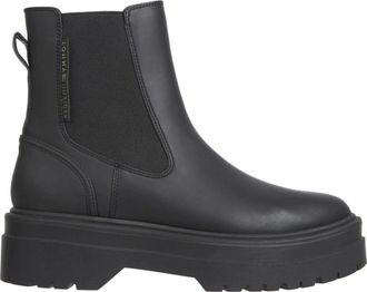 Tommy Hilfiger Rubber Chelsea Enkellaarsjes met Rubbercoating - Dames - Chelseaboots - Zwart - 39 EU - Polyester - Schoenen