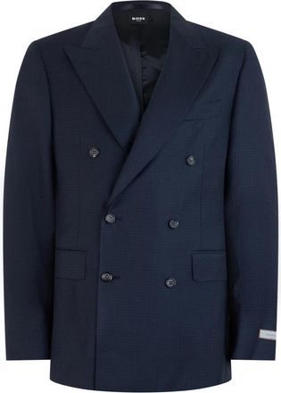 Canali Dubbelrijige Jas - Heren - Blazers - Blauw - 3XL - Wol - Jassen