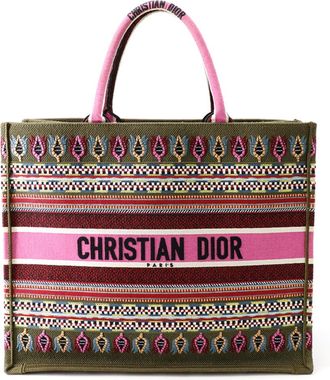 Dior Khaki Multi-Color Purple Canvas Tote Bag (Pre-Owned)