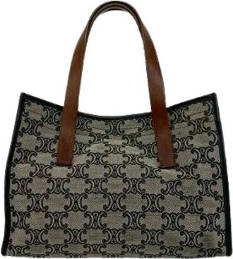Celine Pre-owned Tote Bags, female, Gray, Size: ONE SIZE Pre-owned Paris Macadam Canvas Leather Handbag