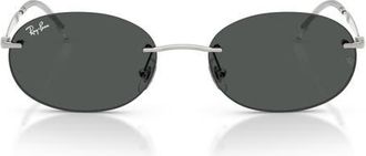 Ray-Ban 54mm Rimless Oval Sunglasses in Silver/dark Grey at Nordstrom