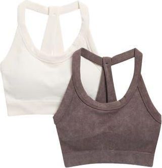 90 Degree by Reflex 2-Pack Stonewashed Seamless Sports Bras in Shopping Bag/Sugar Swizzle at Nordstrom Rack, Size X-Large