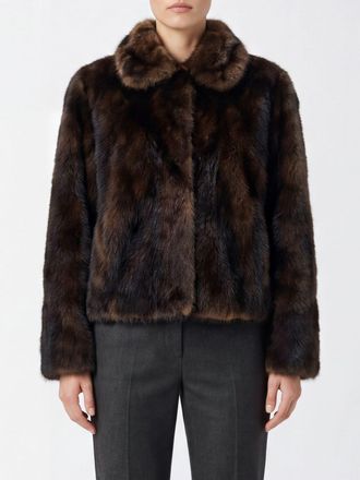 Brunello Cucinelli Giacca shearling corta con collo in pelliccia e chiusura a scomparsa