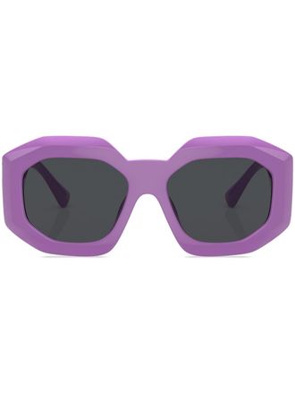 Versace Occhiali da sole geometrici con placca logo - Viola
