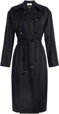 Elisabetta Franchi Jassen, Dames, Zwart, M, Satijn, Satijn Jacquard Trenchcoat