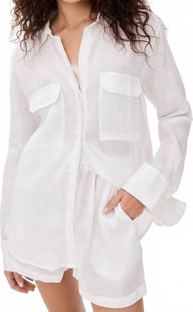 Mikoh Swimwear Pre-Loved Mentawai Linen Tunic Top In White