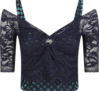 Paco Rabanne Refined Off-the-Shoulder Lace Top with Gathered Detail
