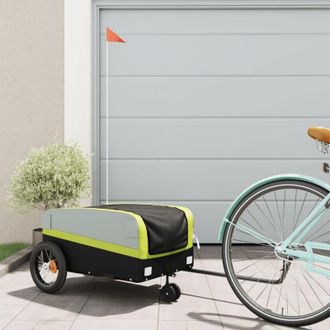 vidaXL Vidaxl - Remolque Para Bicicleta Hierro Negro Y Verde 30 Kg