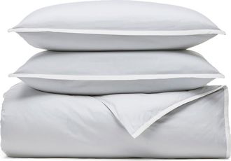 Boll & Branch Framed Percale Duvet Cover & Shams Set in Sky/White at Nordstrom, Size Full