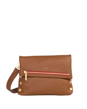 Hammitt Hammitt VIP Mahogany Pebble Brushed Gold Red Zip Med