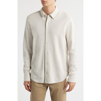 Nordstrom Solid Pima Cotton Piqu&eacute; Button-Down Shirt in Grey Moonbeam at Nordstrom Rack, Size X-Large
