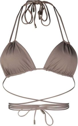 Saint Laurent wrap-around bikini top - women - Polyamide/Fabric - M - Grey