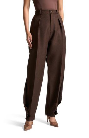 Mani&egrave;re De Voir Sophie Twist Leg Tailored Trousers in Brown at Nordstrom, Size 10