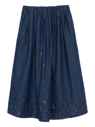 Maje sequin embellished A-line skirt - women - Cotton - 38 - Blue