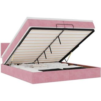 vidaXL Vidaxl - Estructura Cama Otomana Con Colch&oacute;n Terciopelo Rosa 200x200 Cm