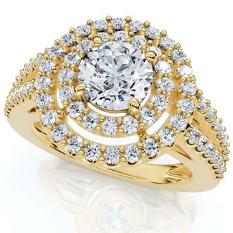 Pompeii3 1 1/2Ct Double Halo Diamond Engagement Ring 14k Gold Lab Grown