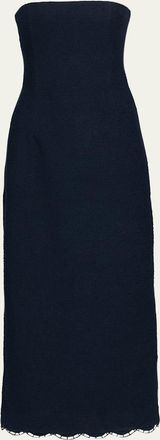 Oscar De La Renta Strapless Tweed Maxi Dress