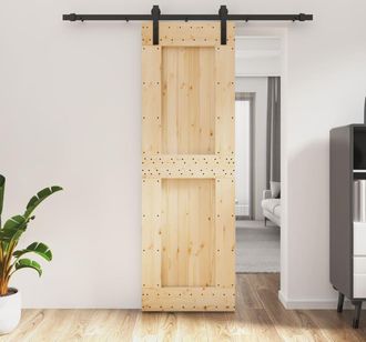 vidaXL Puerta Corredera Con Herrajes Madera Maciza De Pino 70x210 Cm Vidaxl