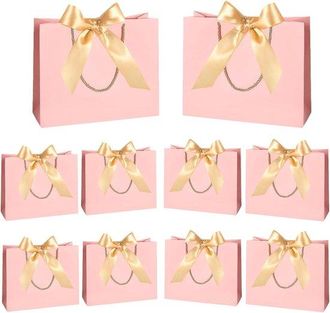 OEM Bolsas De Regalo De Papel - Bolsas De Regalo Con Cinta - Celebraciones Festivas - Asas Resistentes - 32x25x11 Cm - Rosa
