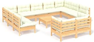 vidaXL Muebles De Jard&iacute;n 12 Piezas Cojines Madera Maciza De Pino Vidaxl