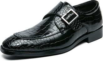 Generic Mens Monk Strap Oxford Classic Dress Shoes Vintage Formal Business Wedding Smoking Shoes for Male (Black,12.5)