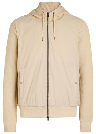 Herno Hooded Padded Stretch Shell and Cotton-knit Jacket - Ecru - Xxl