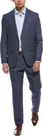 HUGO BOSS 2pc Linen & Wool-Blend Suit with Flat Front Pant