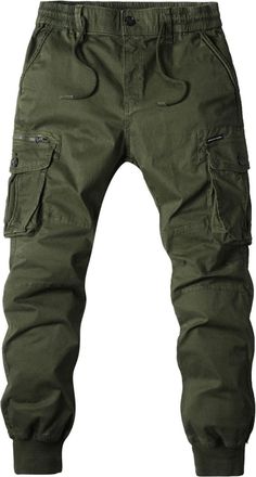 Generic Mens Cargo Trousers Jogger Sweatpant Slim Fit Jogging Tracksuit Bottoms Elasticated Waist Straight Tapered Cuffed Ankle Trousers Multi-Pocket Cotton C