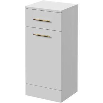 Alexander James Alexander James Gloss White 350mm x 300mm Laundry Basket - 350mm - Brushed Brass 96mm Bar Handle