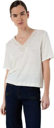 Gerard Darel Maevanelle Embroidered V-Neck T-Shirt in Ecru at Nordstrom, Size X-Large
