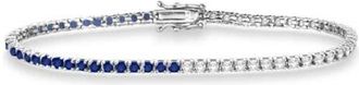 Allurez Lab Grown Diamond & Blue Sapphire Eternity Tennis Bracelet 14K in White Gold at Nordstrom, Size 7