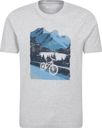 Mountain Warehouse Bike Mens Tee - Cotton T-Shirt, Lightweight Top, Breathable, Relaxed Fit - for Summer, Cycling, Outdoors & Triathlons Medium Grey (Bike) XS