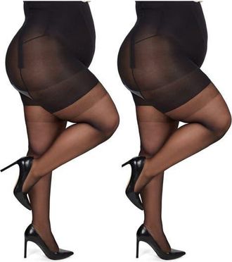 MeMoi 2-Pack Body Shaper High Waist Tights in Black at Nordstrom, Size X-Large