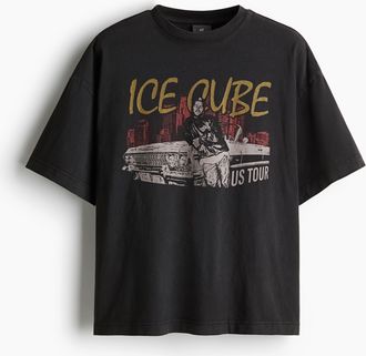 H&M T-Shirt Oversized Fit - Schwarz