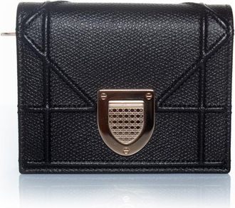 Dior Womens Diorama Folio wallet in black Leather - One Size