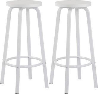 Woltu Woltu 2x Taburete De Bar Muebles Cocina Silla De Comedor Taburete Alto Para Salon Cocina Estructura De Metal Asiento De Mdf Blanco