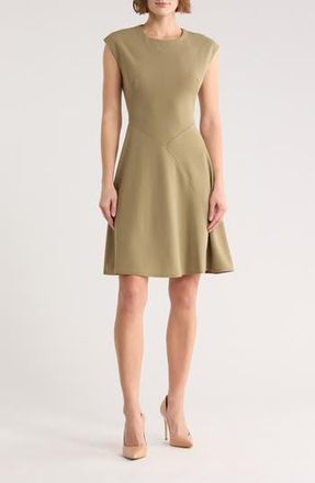 Calvin Klein Cap Sleeve A-Line Dress in Light Olive at Nordstrom Rack, Size 12
