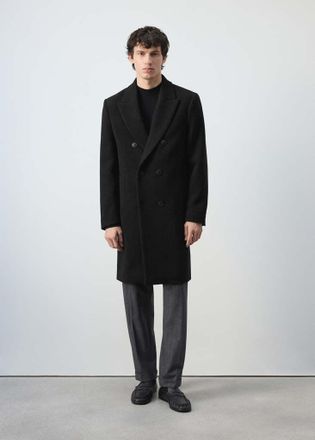 Mango Cappotto misto lana incrociato nero - Uomo - XXL - MANGO MAN